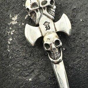 BWL BILL WALL Triple Skull Dagger Pendant 925 GABORATORY 86.3G CHROME HE…
